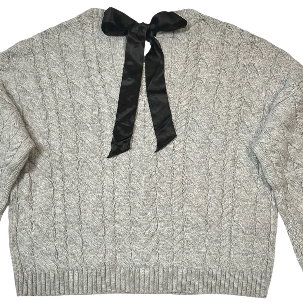 J. Crew Tie Back Cable Knit Sweater
